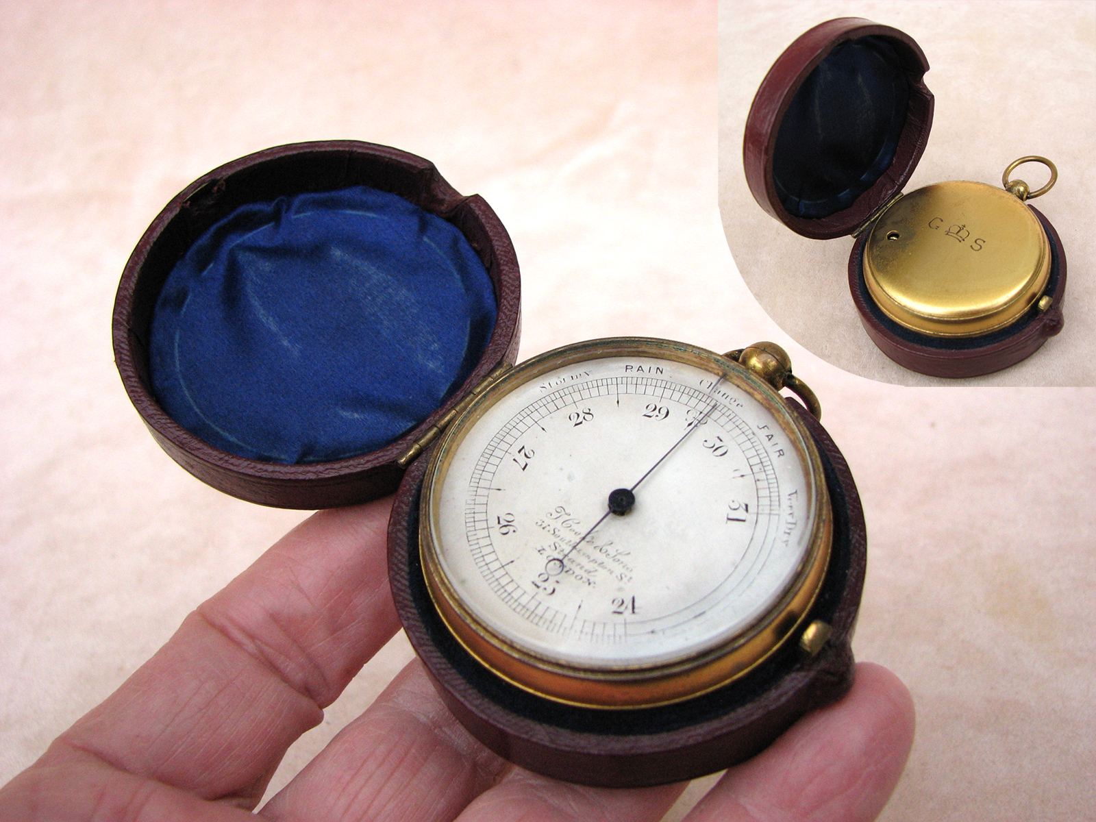 T. Cooke & Sons Victorian pocket barometer with Geological Survey Scotland logo, in case